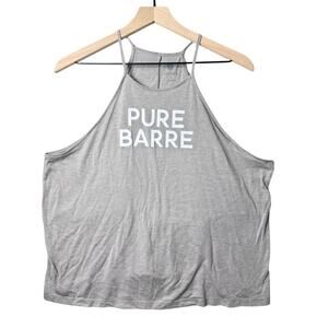Pure Barre High Neck Graphic Print Tank Top Green Spaghetti Straps Size Large